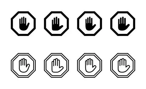 Stop icon vector. stop road sign. hand stop sign and symbol. Do not enter s.. Stock Illustration