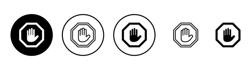 Stop icon vector. stop road sign. hand stop sign and symbol. Do not enter s.. Stock Illustration