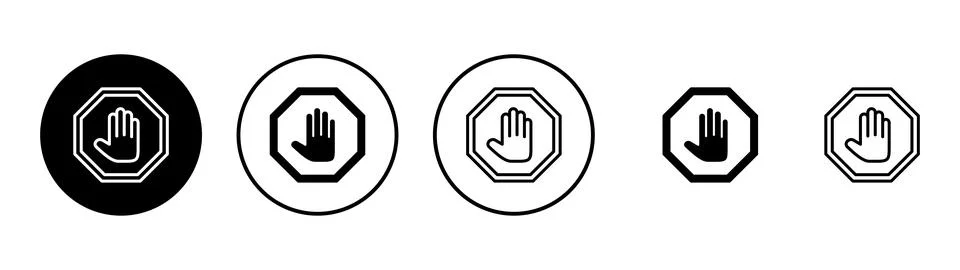 Stop icon vector. stop road sign. hand stop sign and symbol. Do not enter s.. Stock Illustration
