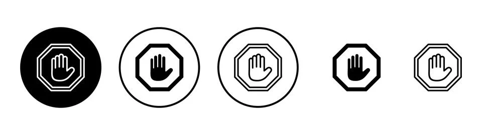 Stop icon vector. stop road sign. hand stop sign and symbol. Do not enter s.. Stock Illustration