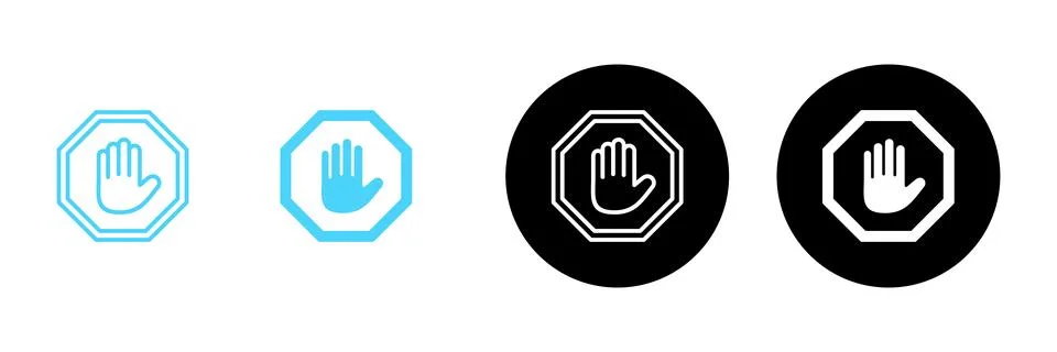 Stop icon vector. stop road sign. hand stop sign and symbol. Do not enter s.. Stock Illustration