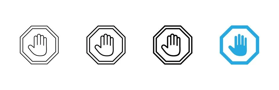 Stop icon vector. stop road sign. hand stop sign and symbol. Do not enter s.. Stock Illustration