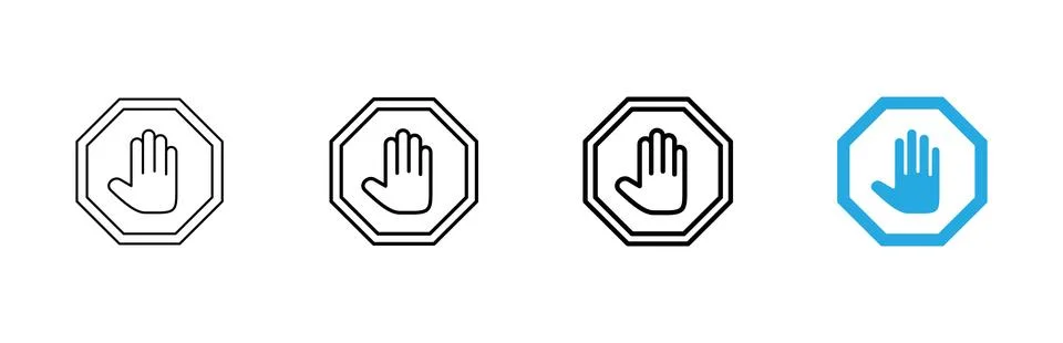 Stop icon vector. stop road sign. hand stop sign and symbol. Do not enter s.. Stockillustratie