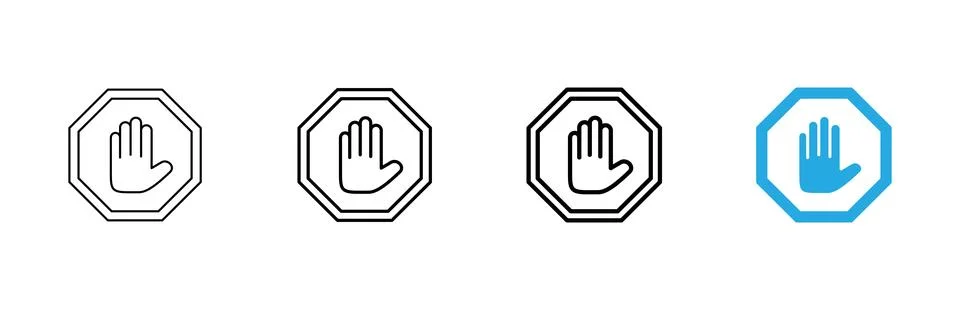 Stop icon vector. stop road sign. hand stop sign and symbol. Do not enter s.. Stock Illustration