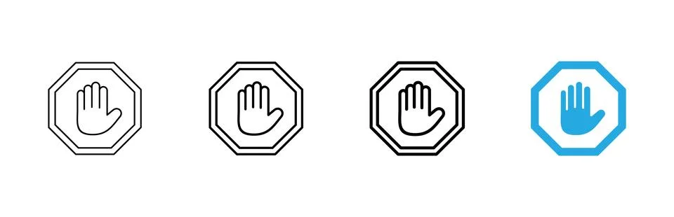 Stop icon vector. stop road sign. hand stop sign and symbol. Do not enter s.. Illustrazione stock