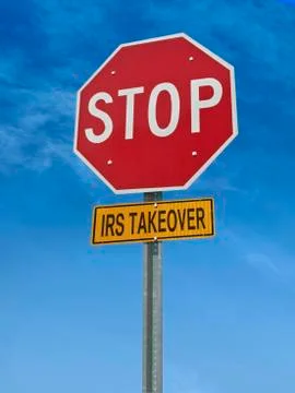 Stop irs takeover post sign Stockfoto's