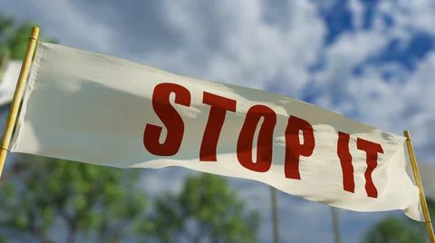 Stop It transparent flag on soft focus forest backdrop - object 3D rendering Stock Illustration
