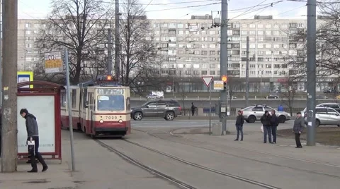 Stop at the junction of the riverside line and entrance to the dedicated ramp Stock Footage 61964479