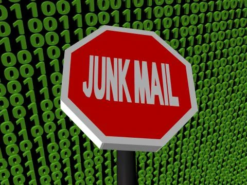 Stop junk mail sign on binary code illustration Stock Illustration