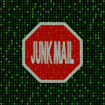 Stop junk mail sign on hex code illustration Illustrazione stock