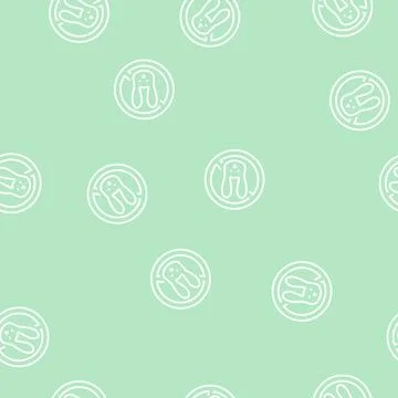 Stop kill rabbits line seamless pattern Stock Illustration
