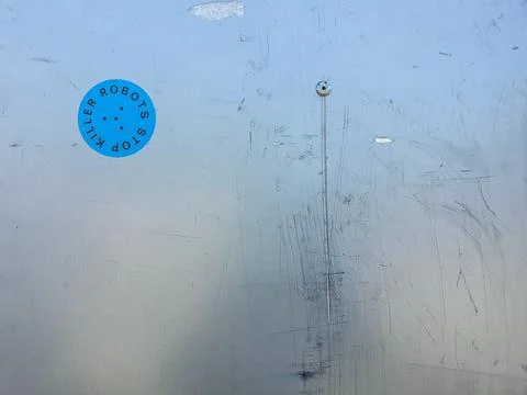 STOP KILLER ROBOTS. Sticker protesting against artifical intelligence. Stock-Fotos