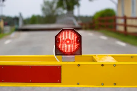 Stop light on barrier Stock Photos