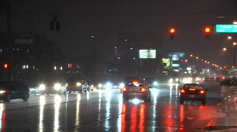 Stop Light in Rain Stock Footage 568725