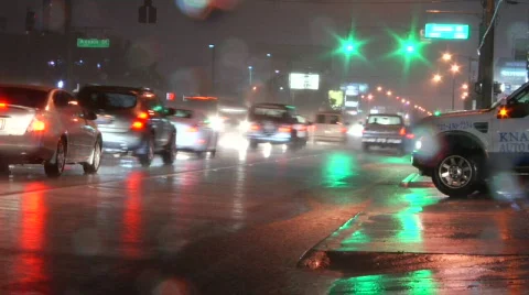 Stop Light in Rain Time Lapse Stock Footage 568724