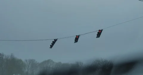 Stop Lights Blowing in Hurricane Storm Winds 스톡 동영상 96748055