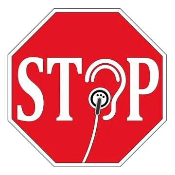Stop listening with ear buds Illustrazione stock