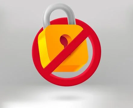 Stop locking concept with lock icon. 3d vector illustration Stock Illustration