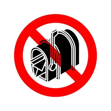 Stop Mailbox. Triangular red prohibitory sign. Ban letter box symbol Stock Illustration