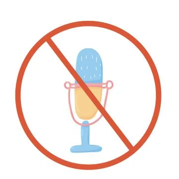Stop mic sign icon. Restrict symbol. Vector  illustration. Stock Illustration