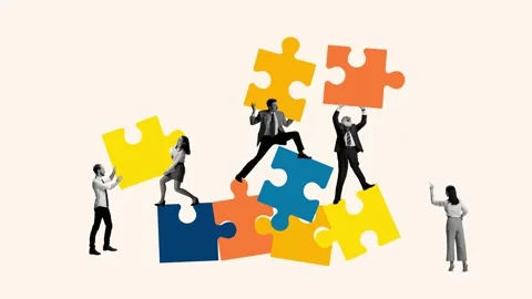 Stop motion, 2D animation. Contemporary art collage. Group of people, office Vídeos de archivo 244835738