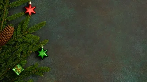 Stop motion 4k video of decorating fir branches for Christmas Stock Footage 257226956