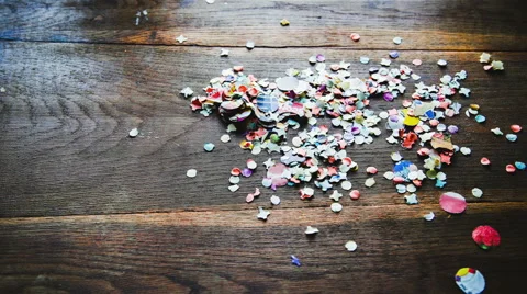 Stop motion and animation of confetti on the table Stock-Footage 57843699