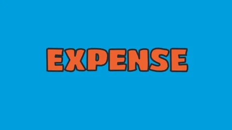 Stop motion animated text expense on a blue background with a noisy effect. Stock Footage 314703799