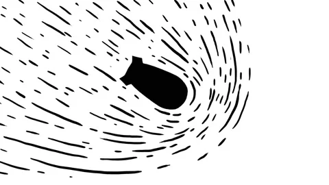 Stop motion animation. A bomb falls on the city Stock Footage 171037484