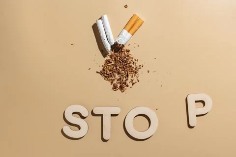 Stop motion animation with broken cigarettes and scattered tobacco Stock Footage 289204999
