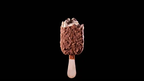Stop motion animation of a chocolate hazelnut ice cream being eaten Stock Footage 201358481