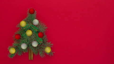 Stop motion animation of Christmas tree  with copy space for your text Stock Footage 142451815