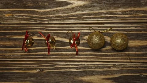 Stop motion animation. Christmas tree decorations replace each other. Bump, b Stock Footage 143003336