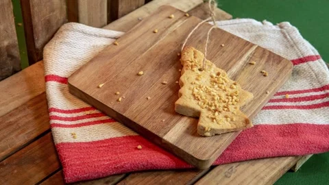 Stop motion animation Christmas tree cookies and spices, xmas festive background Stock Footage 164078801