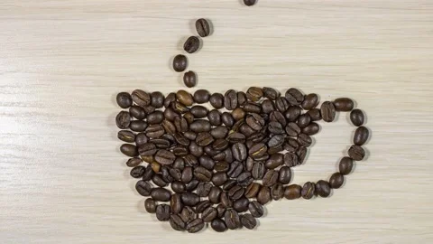 Stop motion animation a cup of coffee. The picture is going from coffee beans. 스톡 동영상 150236528