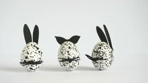Stop motion animation with easter eggs in form of rabbits Stock Footage 172416100