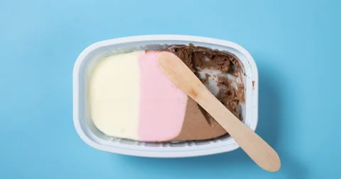 Stop motion animation of eating multicolor ice cream Stock Footage 164035861