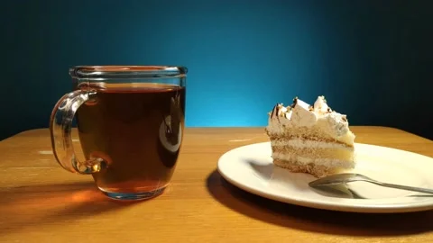 Stop motion animation of eating a piece of cake with a spoon on the table. Stock-Footage 145801800