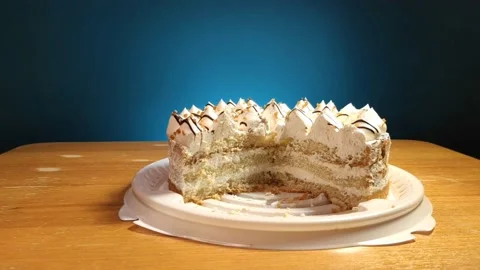Stop motion animation of eating a piece of cake with a spoon on the table. Stock-Footage 145801869