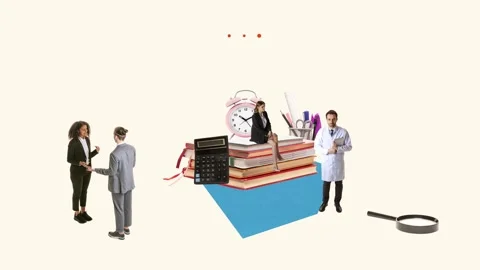 Stop motion. Animation. Employees, students working together, having business Video stock 277649760