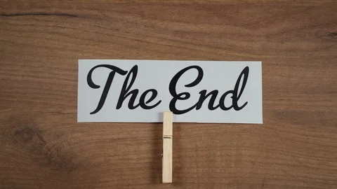 Stop motion animation of THE END sign moved by Wood Clothing Clips Stock Footage 101954188