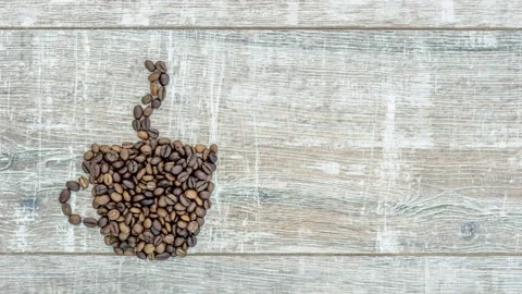 Stop motion animation of formation cup with coffee from coffee beans Stock Footage 105427380