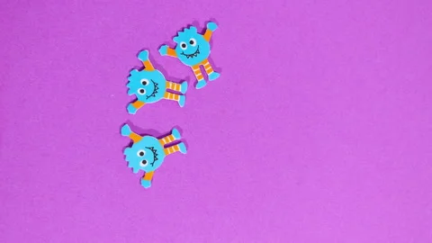 Stop motion animation, funny cartoon characters spin along the time arrow Stock Footage 255031977