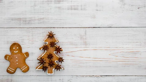 Stop motion animation with gingerbread. Stock Footage 142405116