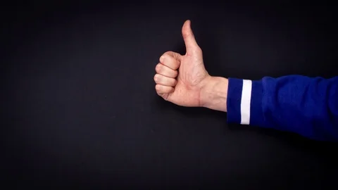 Stop motion animation. Hand comes in from right to left showing the thumb up Stock Footage 125858855