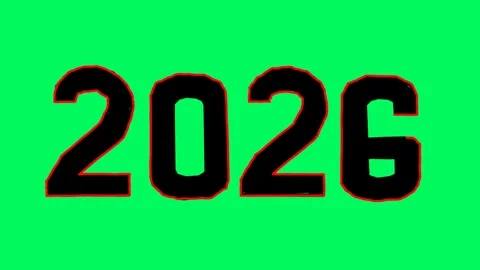 Stop motion animation of handwritten 2026 text appearing. Green background .. Stock Footage 326165316