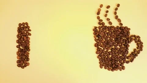 Stop motion animation I love coffee. The text is collected from coffee beans. Video stock 144446882
