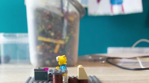 Stop motion animation made with blocks. Stock Footage 198556541