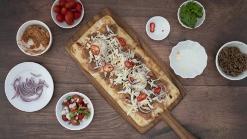 Stop Motion Animation of Making a Mexican Pizza Flatbread Stock Footage 161244683