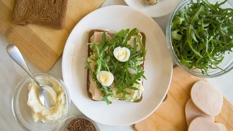 Stop motion animation making sandwich Stock Footage 128346133
